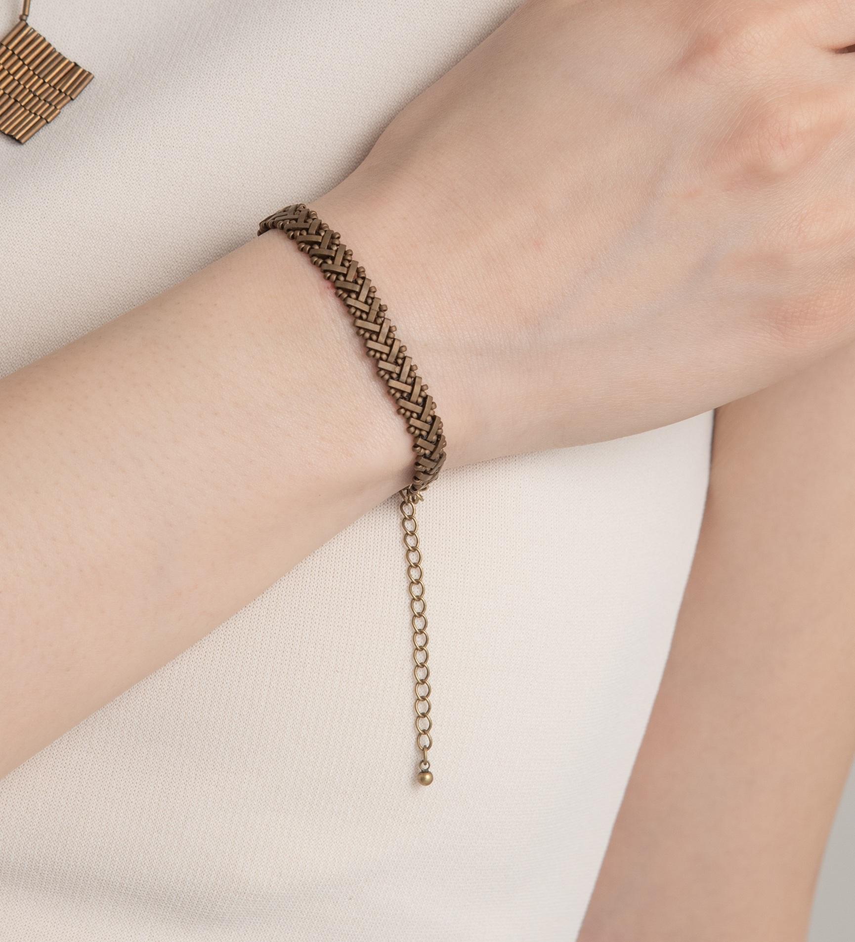 ブロンズスクエアビーズブレスレットTypeB（兆し005-BLT）兆しシリーズ